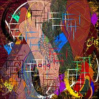 Moderne abstracte kunst met gekleurde lijnen