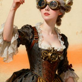 Steampunk portret met vogel van But First Framing