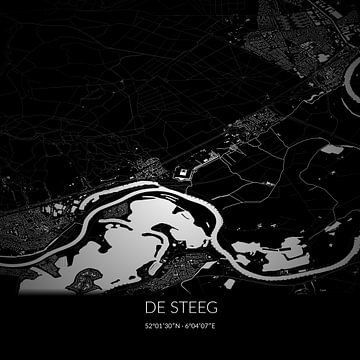 Schwarz-weiße Karte von De Steeg, Gelderland. von Rezona