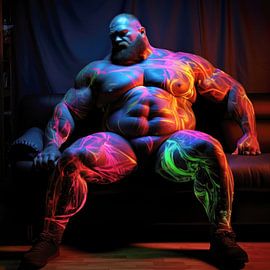 Gloeiende neon strongman van BEARpictureart