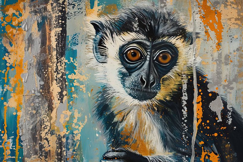 Malerei Bunter Affe von Kunst Laune