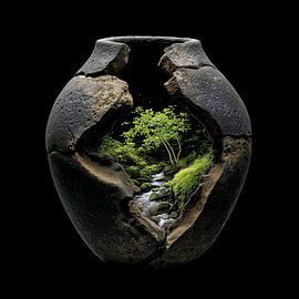 „Jungle“ in einem dunklen, gesprungenen Topf von TheXclusive Art