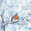 Rotkehlchen in einer Winterlandschaft Haiku Eiskristalle von Karen Kaspar
