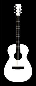 Minimalistische zwart-witte akoestische gitaar van Andika Bahtiar