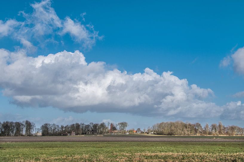 Zicht op het kerkje van Waaxens in Friesland von Harrie Muis