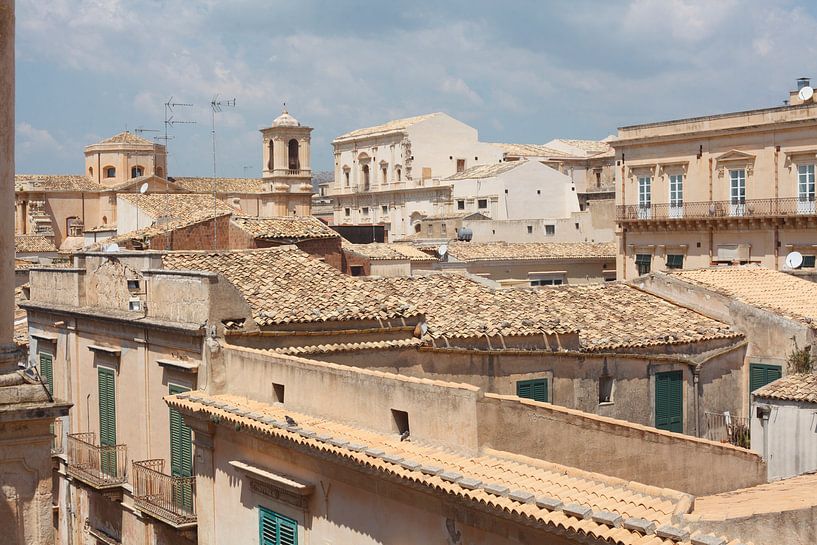 Church, houses, roofs, old town, Noto, Sicily by Torsten Krüger