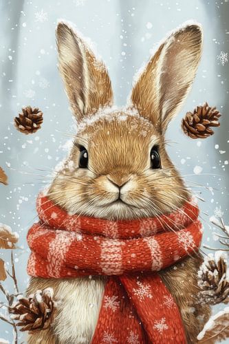Winterkaninchen im Schneefall - Gemütliche Weihnachtsstimmung
