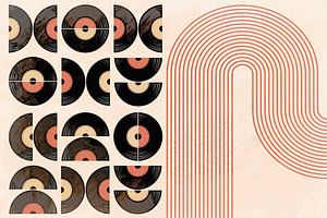 Retro Vintage Muziek Pop Geometrie Kunst Vinyl Abstractie