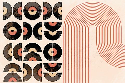 Retro Vintage Muziek Pop Geometrie Kunst Vinyl Abstractie