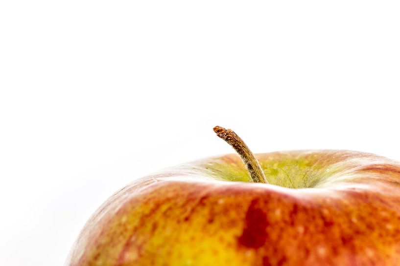 A close-up of an apple with stalk against a white background von Hein Fleuren