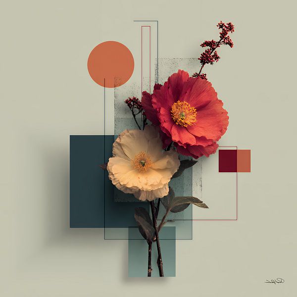 Abstract with flowers by Gelissen Artworks