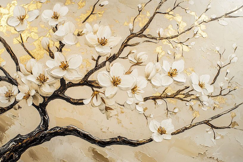 Élégantes branches fleuries avec accents dorés par Art & Soul Creations