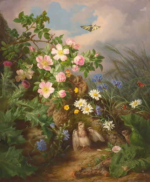 Nature morte avec oiseau, Josef Lauer par Des maîtres magistraux