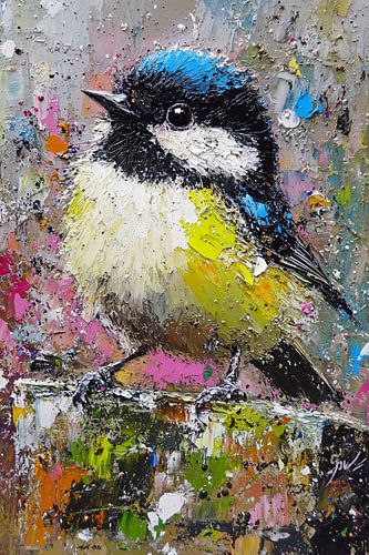 Kleurrijk schilderij van een vogel