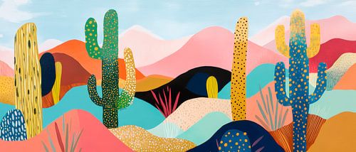 Kleurrijk cactuslandschap in het zonlicht