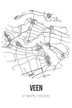 Veen (Noord-Brabant) | Karte | Schwarz-weiß von Rezona