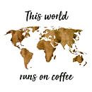 Weltkarte von Espresso | Zitat | Wandkreis von WereldkaartenShop Miniaturansicht