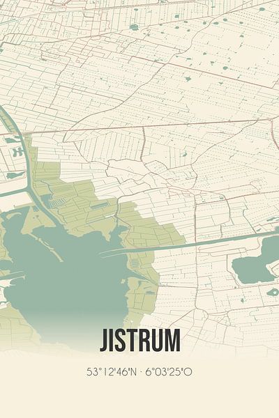 Vintage map of Jistrum (Fryslan) by Prints of Place