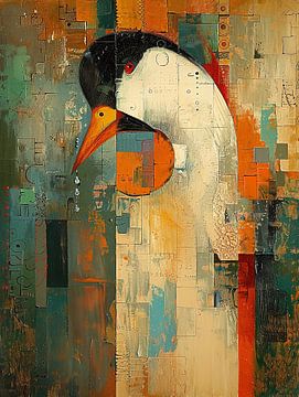 Vogel + Abstract van Abstract Schilderij