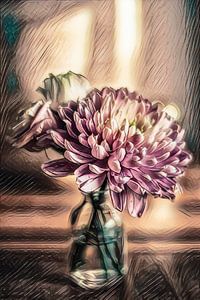 Klein vaasje met drie bloemen