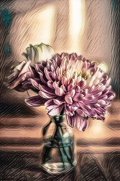 Petit vase avec trois fleurs sur René Ouderling