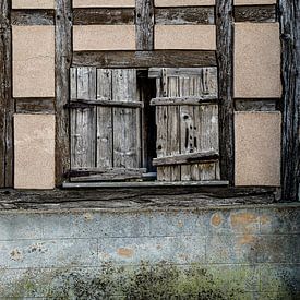Vakwerkhuis met oude houten luiken van Stadspronk