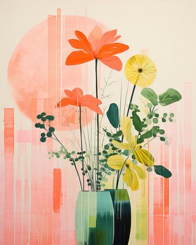 Collage coloré et joyeux avec des fleurs