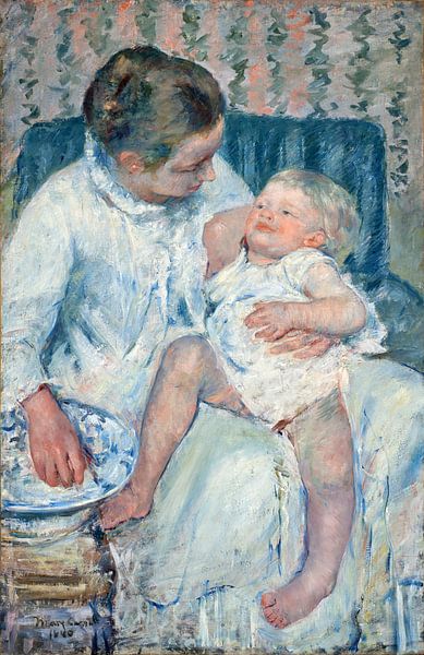 Mary Cassatt. Mother About to Wash Her Sleepy Child von 1000 Schilderijen