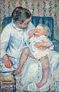 Mary Cassatt. Mother About to Wash Her Sleepy Child van 1000 Schilderijen thumbnail