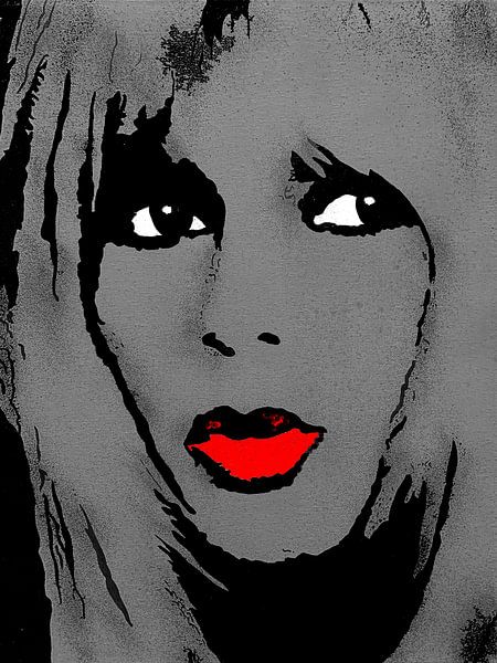 Brigitte Bardot - Lippenstift von Kathleen Artist Fine Art