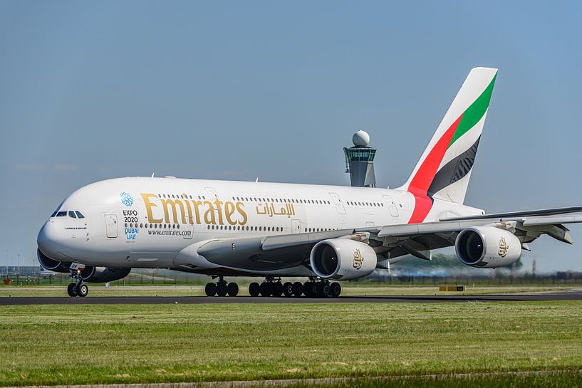 Emirates Airbus A380 (A6-EDR) departs from Polderbaan. by Jaap van den Berg