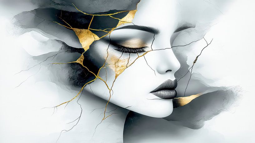 Gilded fragments - beauty in decay by Klaus Tesching - Art-AI