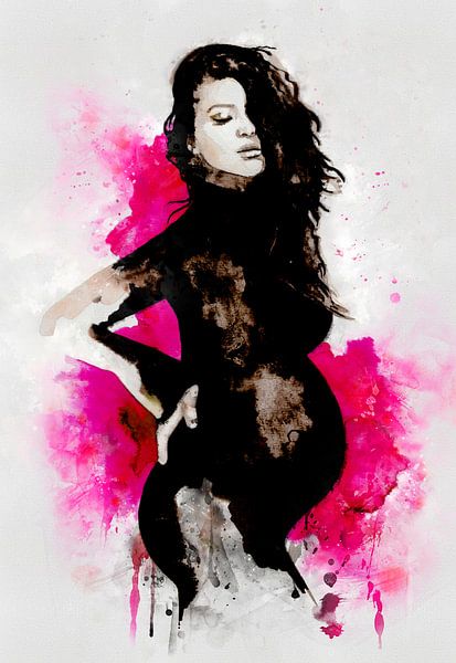 Illustration de mode d'une femme enceinte | Nuage rose par MadameRuiz