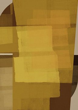 Moderne abstracte vormen in oker, mosterd, bruin en beige. van Dina Dankers