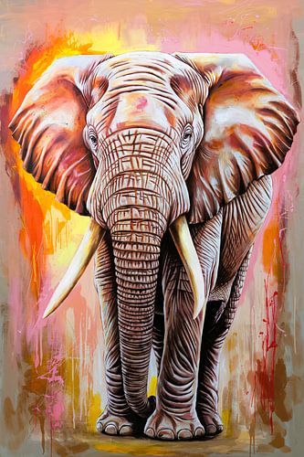 Kleurrijk olifant schilderij decoratie