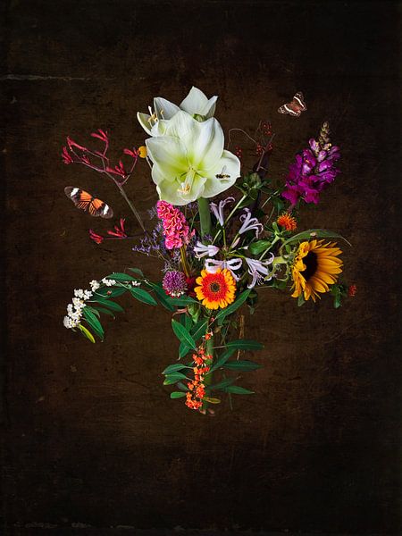 Nature morte avec des fleurs et des insectes par Anouschka Hendriks