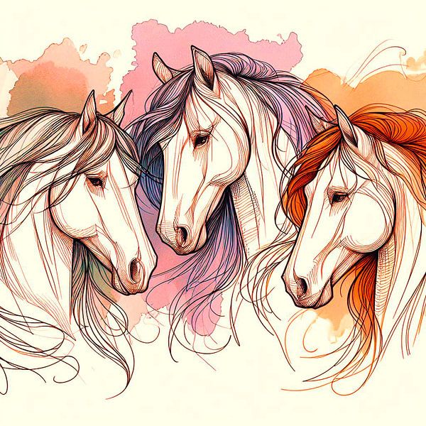 Horses , line drawing ( 1) by Ineke de Rijk