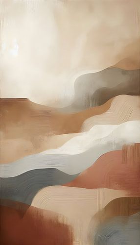 Japandi bruin beige abstract landschap