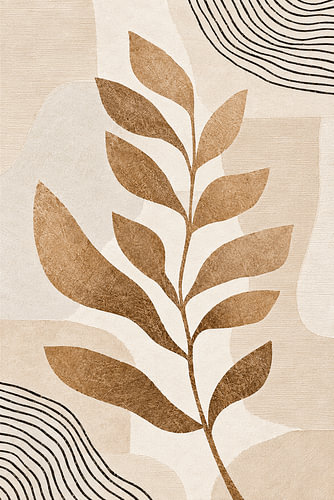 Wabi-Sabi Art: Ruhige botanische Form in warmen Erdtönen