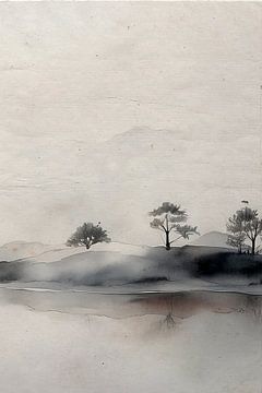 ZEN ART: Drieluik (deel 3): Sereen Japans landschap van Studio Pieternel
