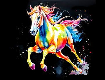 Paard in coloursplash