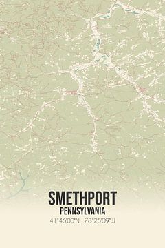 Vintage landkaart van Smethport (Pennsylvania), USA. van Rezona