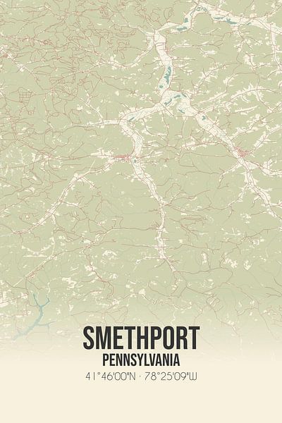 Vieille carte de Smethport (Pennsylvanie), USA. par Affiches de lieux