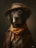 dog in Victorian dress