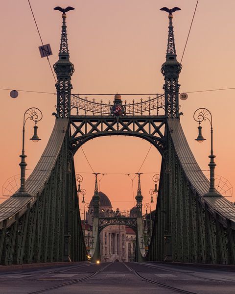 Sunset at the majestic Liberty Bridge of Budapest by Ylenia Di Pietra
