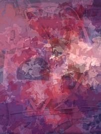 Colorful modern abstract art in violet, red, pink by Dina Dankers