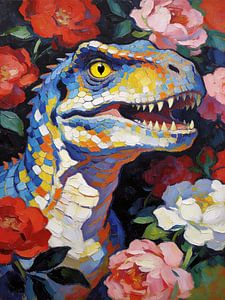 Dinosaurier im Blumenfeld