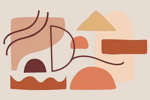 Modern, hip collage with geometric and organic shapes in nicely matched colors.