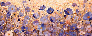 Weiches Blumenfeld | Impressionistische Blumen von Abstraktes Gemälde