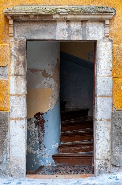 Türöffnung eines rustikalen alten Hauses in Südfrankreich von Wil Wijnen